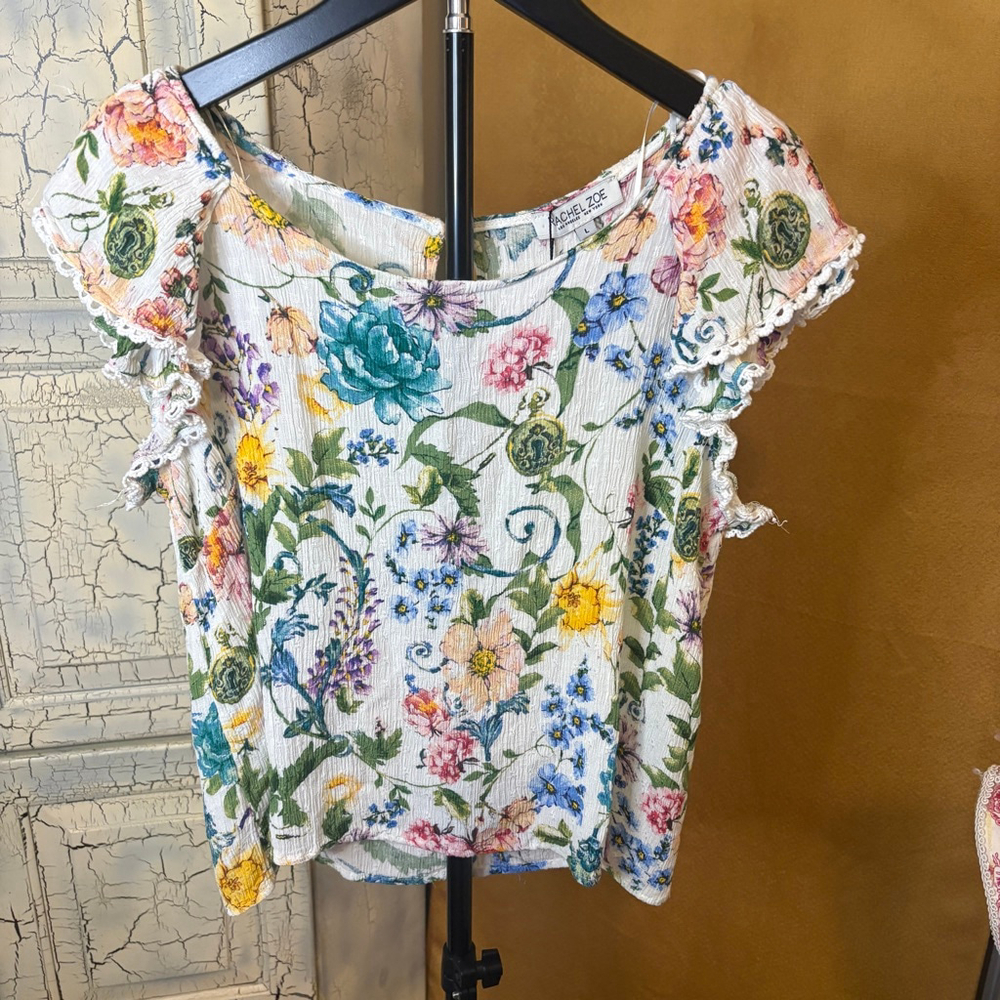 NWT Rachel Zoe Floral Boho Blouse Womens Off Shoulder Cottagecore Top